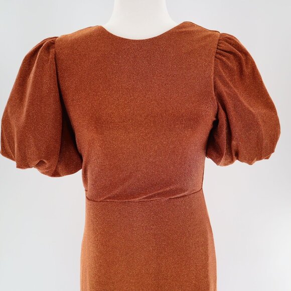 FRNCH Olympe Dress Womens Orange Glam Romantic Feminine Event Evening Wear NWT - Picture 11 of 11